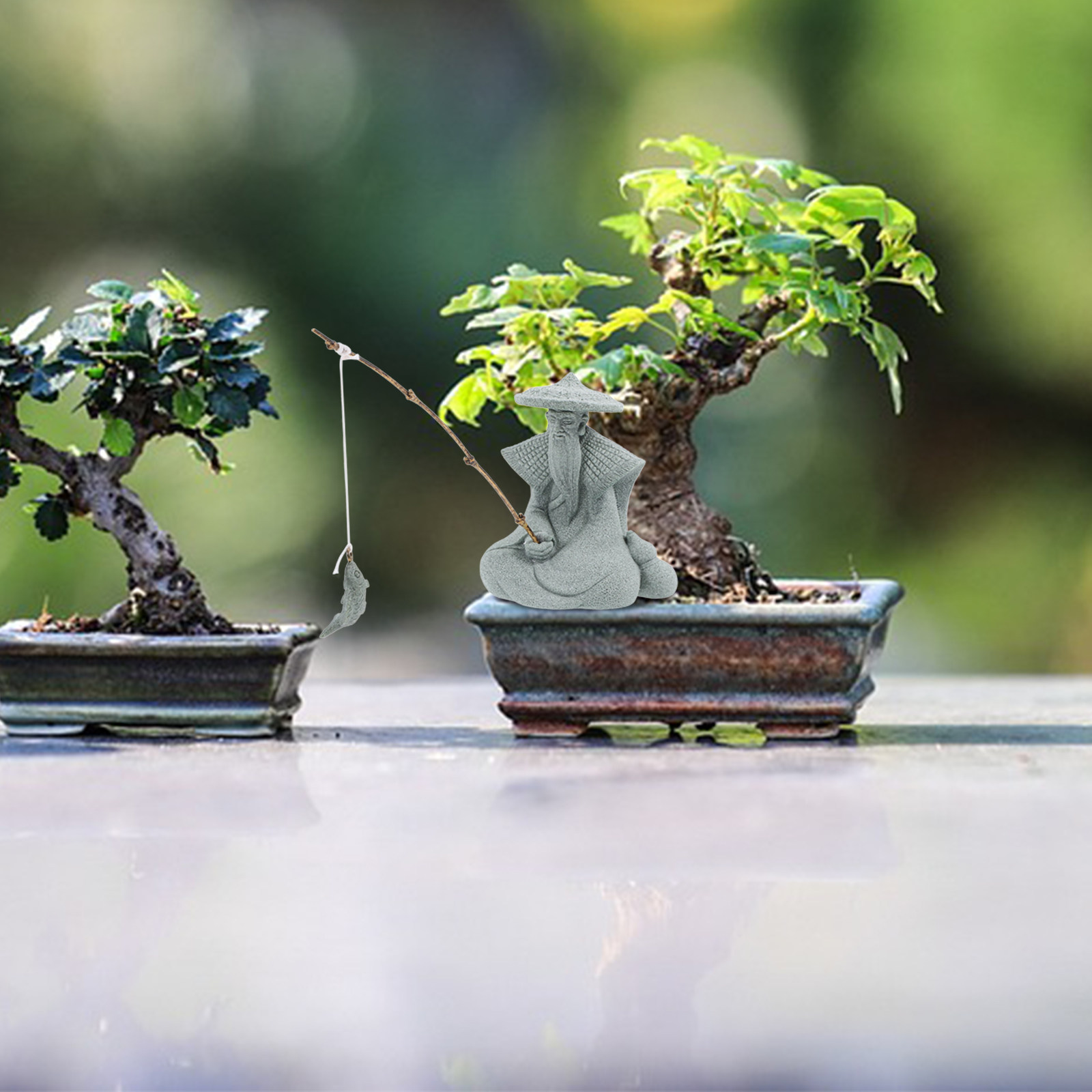 Estatua de Pescador en Miniatu - Bonsai Garden Decor reseña y precio